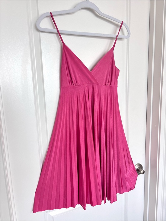 Forever 21 Dresses & Skirts - XXI Pink Pleated Satin Babydoll Dress Flowy Coquette Balletcore Mini Dress S